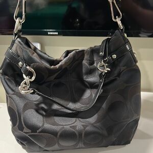 Coach Black Shoulder Bag with Silver Hardware